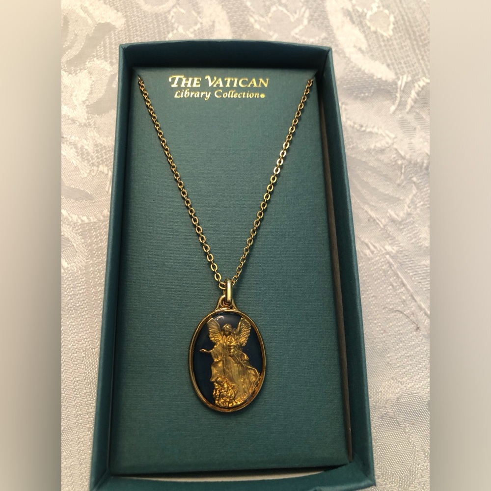 The Vatican Library Collection Gold and Blue Necklace 18”